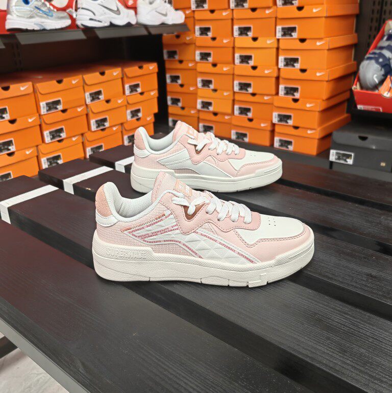 李宁惟吾superwavelite低帮系带白粉色粉色休闲板鞋女运动休闲鞋