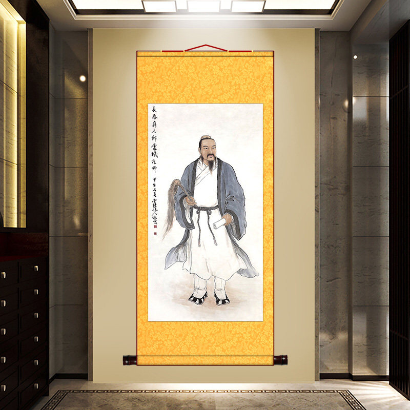 丘处机卷轴供奉家居神像始祖龙门丘祖真人画像国画