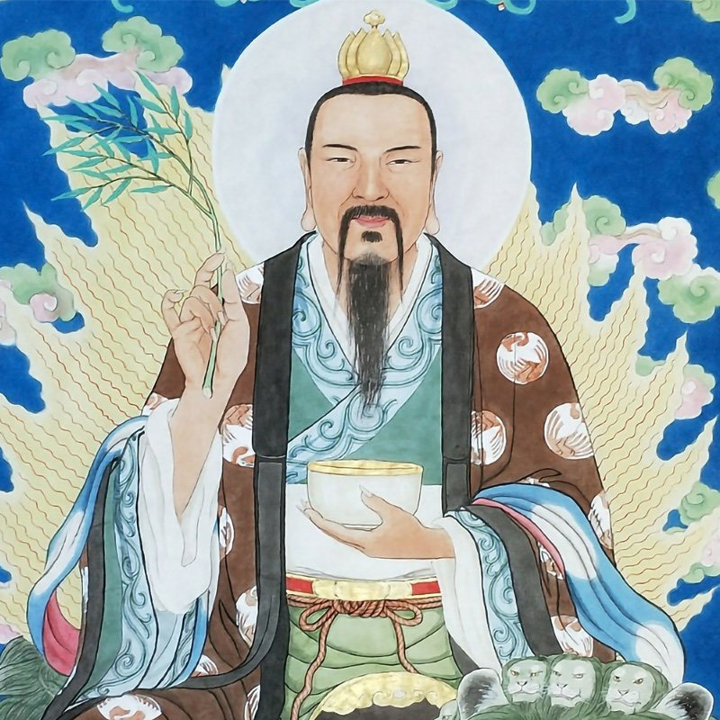 丘处机卷轴供奉家居神像始祖龙门丘祖真人画像国画