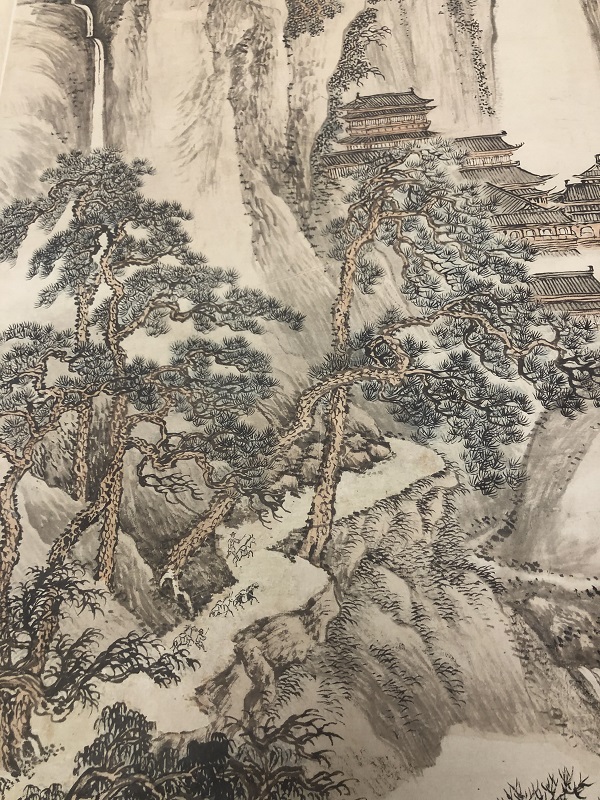 王翚仙山楼阁四王工笔写意建筑山水画微喷装饰画学习国画
