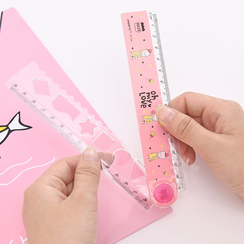 儿童学生折叠尺子创意可爱30cm直尺办公绘画测量数学学习文具用品
