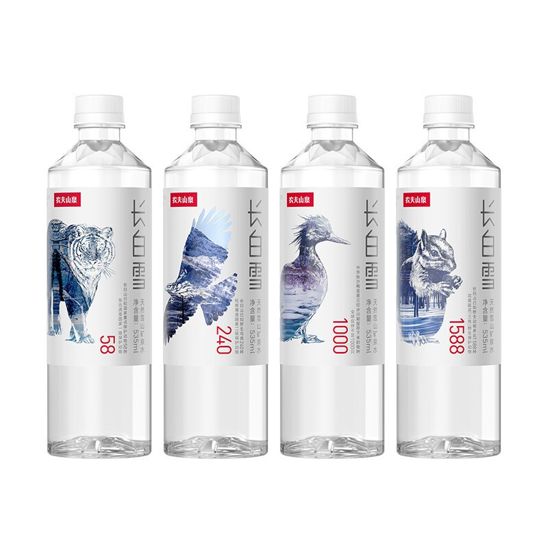 农夫山泉长白白雪天然雪山矿泉水535ml24瓶整箱饮用水