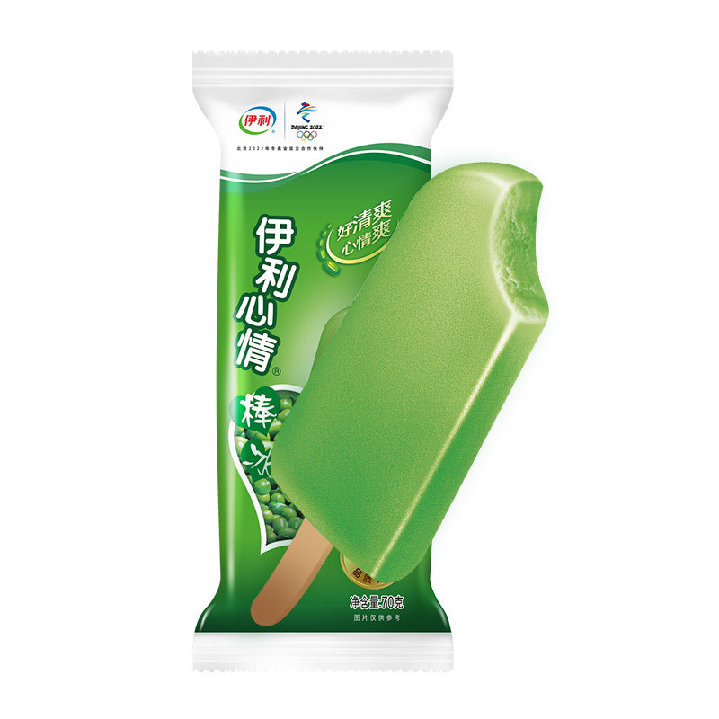伊利心情绿莎莎莎棒冰冰棍70克绿豆雪糕降暑冰淇淋
