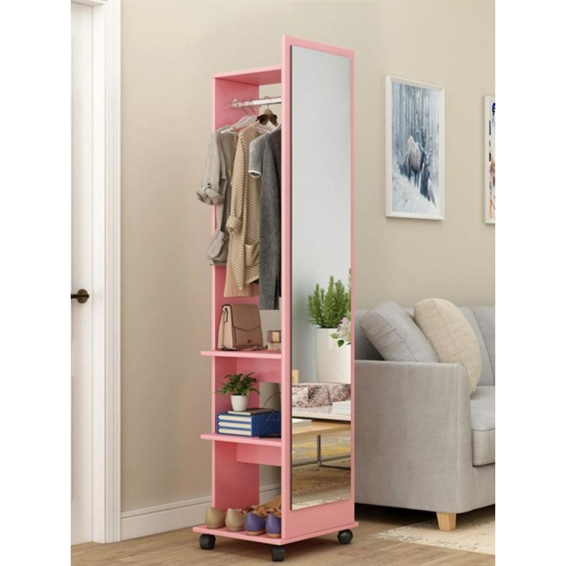 门口鞋柜衣架穿衣镜一体落地镜子全身可挂衣服穿衣镜