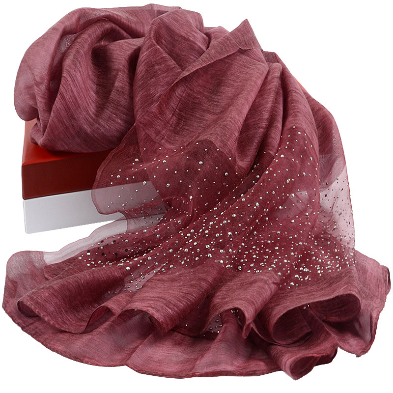 上海故事真丝围巾冬季韩版烫百搭保暖纯色长款羊毛围巾