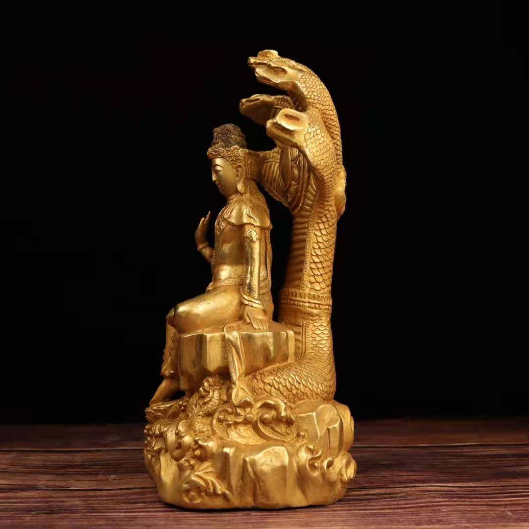 佛像鎏金纯铜龙树菩萨摆件客厅装饰品大号家居摆件