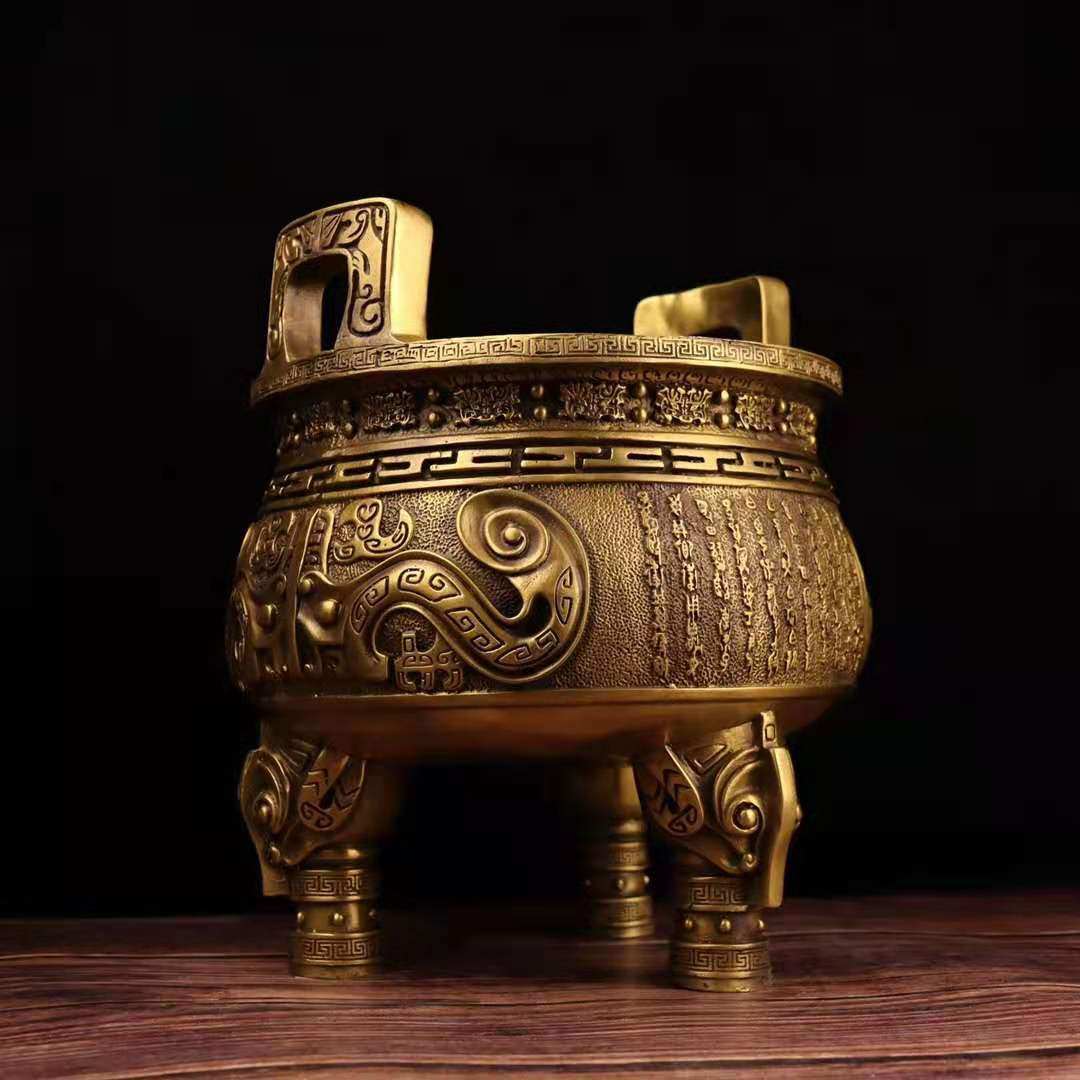 鼎盛纯铜摆件千秋四方香炉招财进宝宝鼎家居摆件