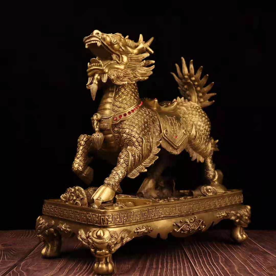 麒麟摆件一对八宝火麒麟卧室招财家居店铺开业摆件
