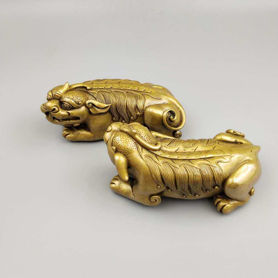 貔貅纯铜摆件一对飞天皮丘客厅桌面装饰店铺摆件