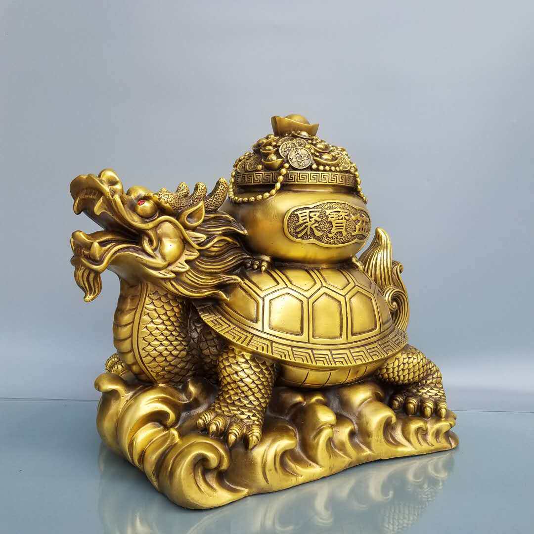 纯铜龙龟摆件聚财八卦金钱龟龙头招财镇宅家家居摆件