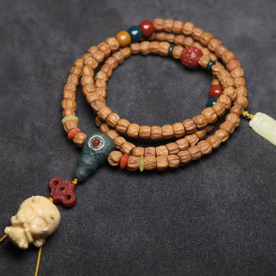 大帝文玩金膏玉玉化料龙女吊坠挂价侧挂背云108手串长串配饰