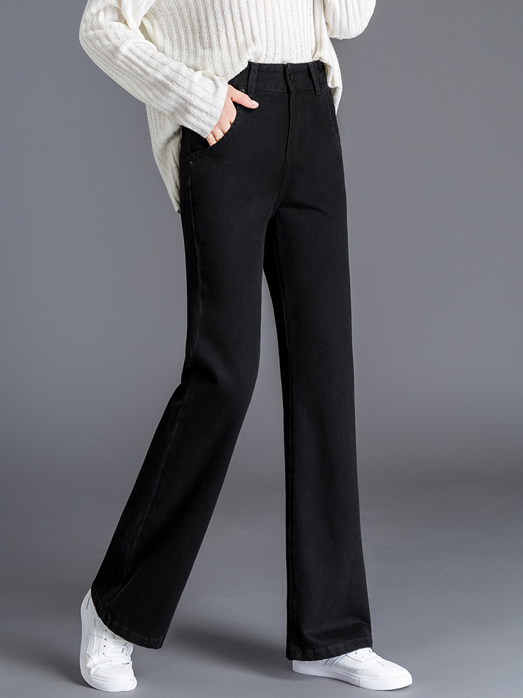 宽松黑色阔腿牛仔裤女春秋2020新款韩版高腰显瘦直筒加长裤拖地裤