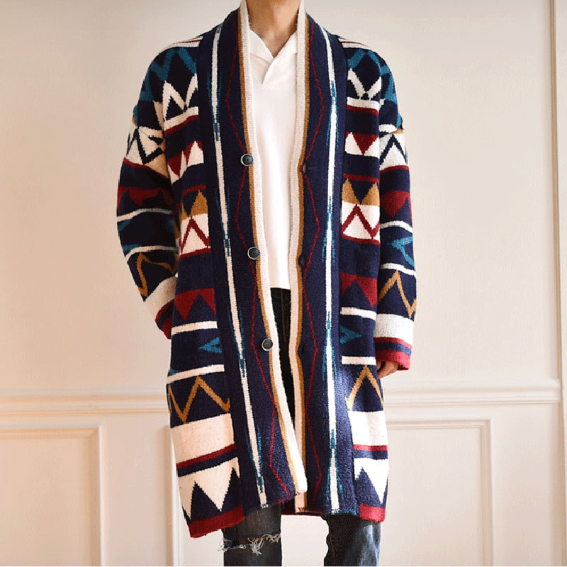 2021秋季新款男士宽松开衫长袖毛衣外套慵懒风V领针织衫潮流个性