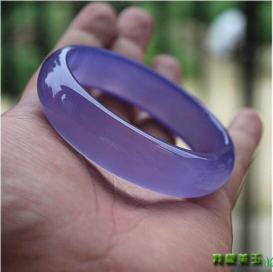 手镯蓝紫色玉髓蓝紫玛瑙镯子玉手证书水晶冰种手饰