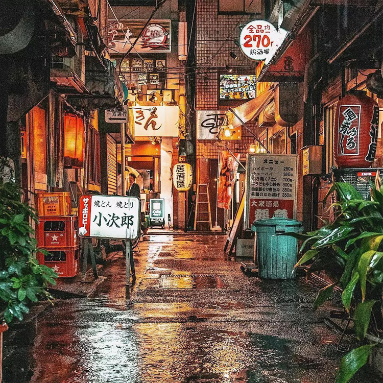 日本街景图集现代城市街道和传统民居小巷日式样图