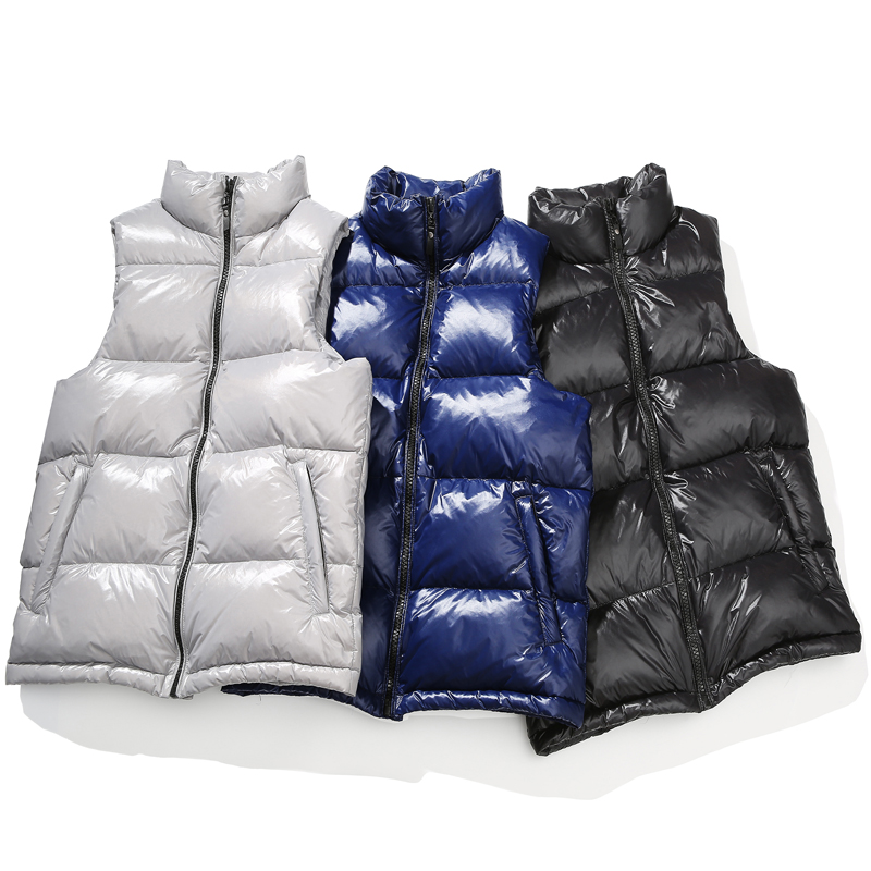 冬季亮面羽绒马甲男士背心加厚坎肩立领大码白鸭绒宽松马夹外套潮