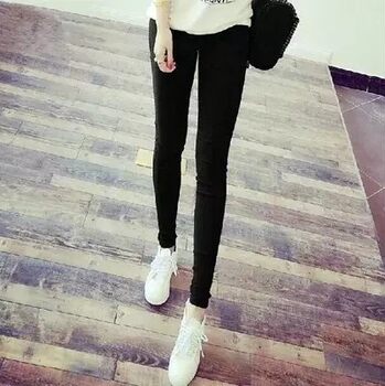 2024 ເກົາຫຼີ Summer Thin Slim Outerwear Black Women's Leggings Long Student Tight Pants