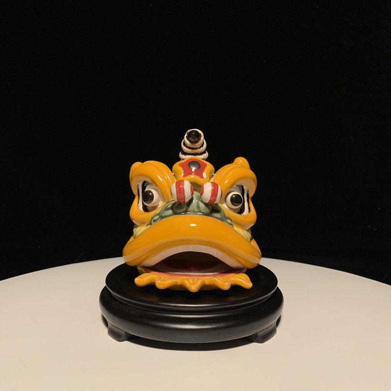 石湾公仔陶瓷舞狮醒狮摆件客厅电视柜装饰佛山特色摆件