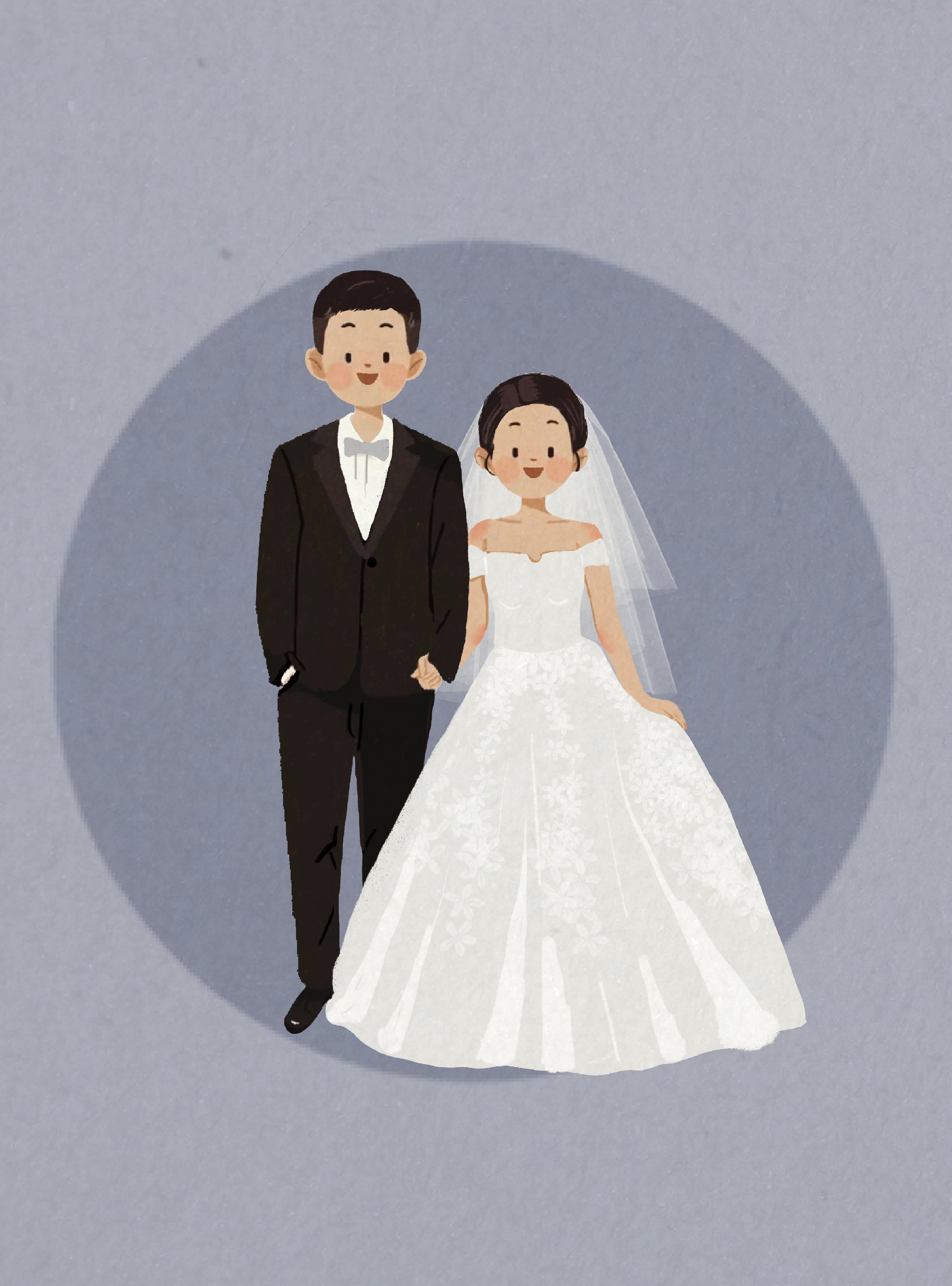 手绘头像婚纱照绘制卡通动漫画原创设计情侣笔画手绘真人漫画