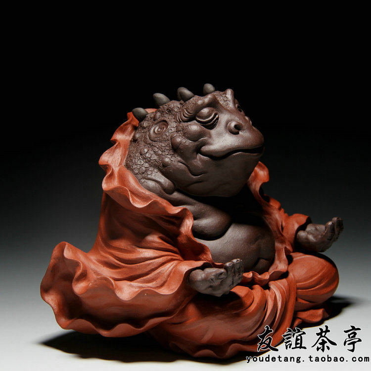 友谊茶亭紫砂茶宠名家杨湛全手工金蟾禅心蟾仙茶宠摆件