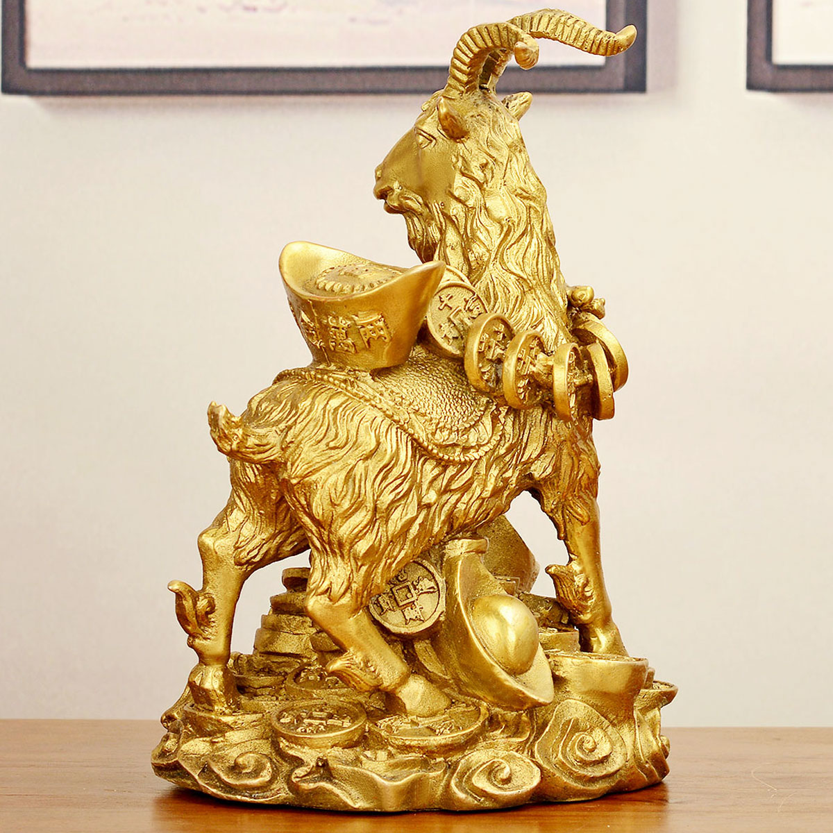 家居宏图好运铜羊摆件金钱元宝生肖羊家居装饰装饰品客厅摆件