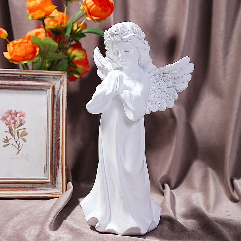 北欧白色天使雕塑石膏人物艺术摆件创意客厅摆件