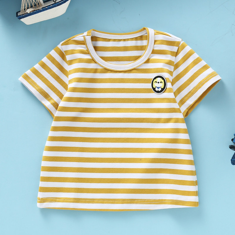 童装男女女童条纹短袖上衣2020夏季儿童卡通t恤
