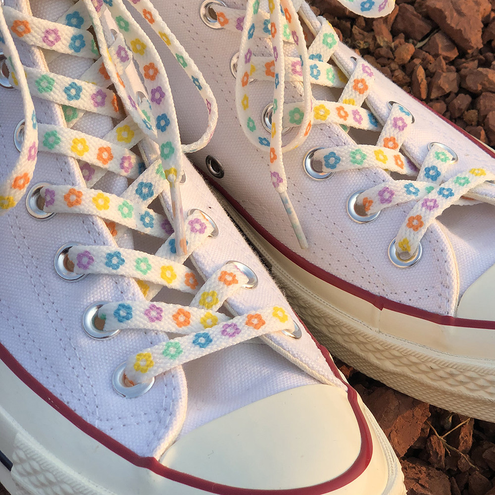 适配匡威1970s帆布布鞋golf泫雅小花彩色鞋带鞋带