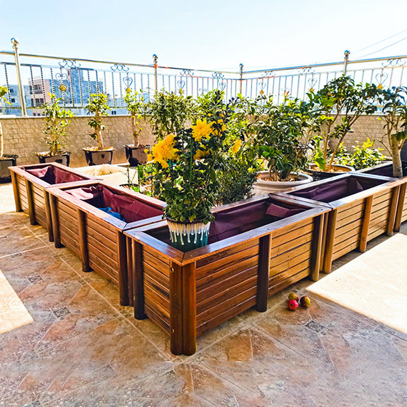 防腐木花箱户外庭院花槽楼顶种菜碳化实木花盆花盆