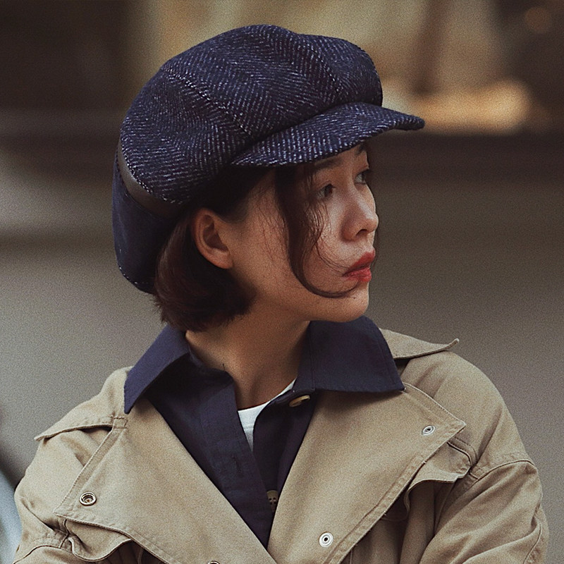 hatsup原宿港风女报童童帽日系复古文艺秋冬英伦帽子