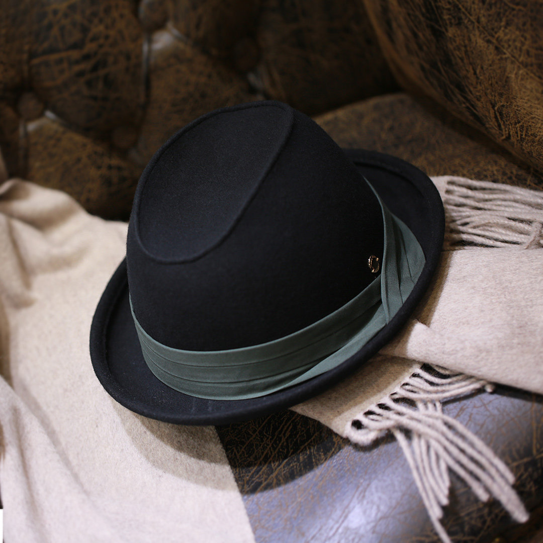 羊毛秋冬新款混色小礼帽缝线凹顶男友风爵爵士帽子