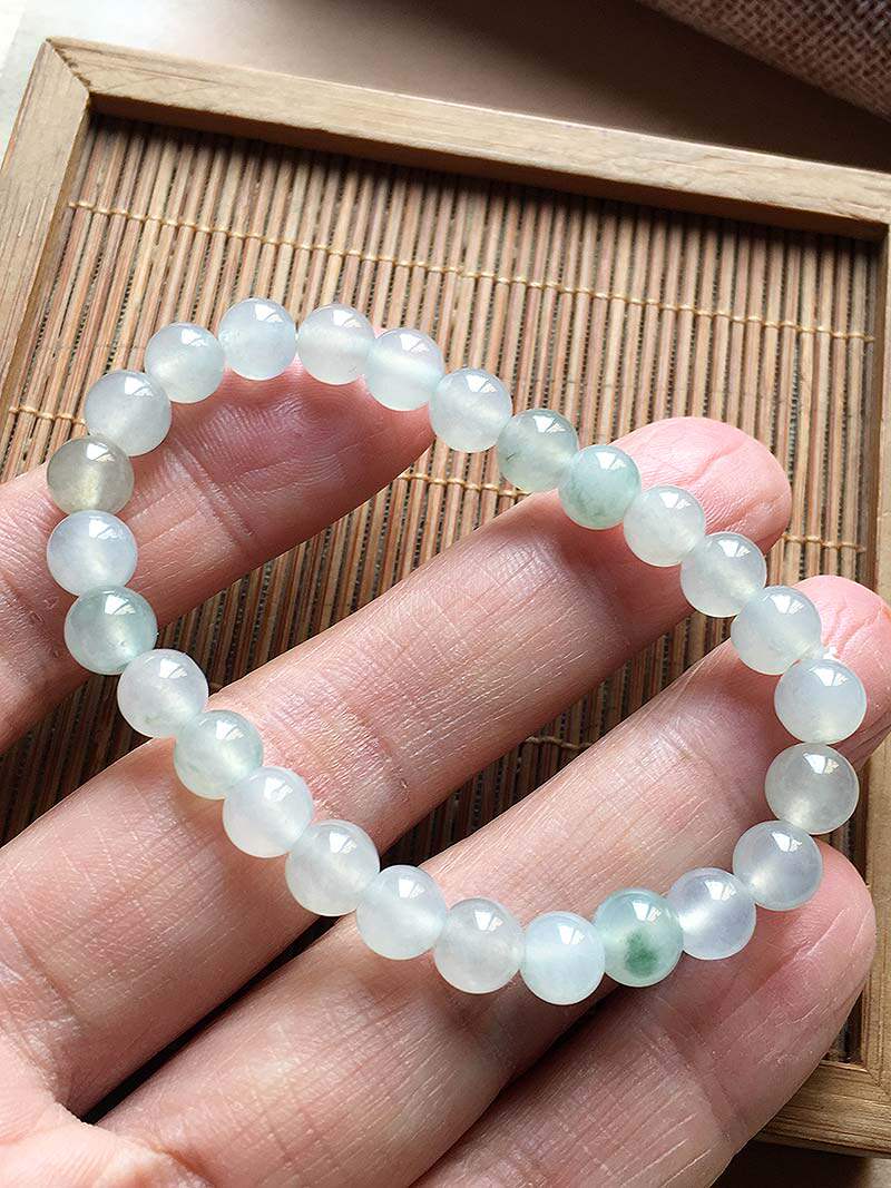 缅甸老种爽手满清饱满珠链货玉7mm翡翠女款手链
