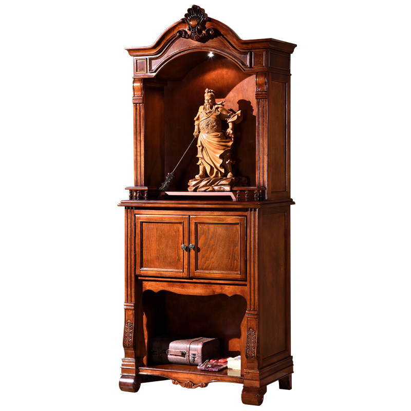 欧式实木佛龛立柜带门 观音财神祖宗牌位供台佛龛柜佛堂供桌神台