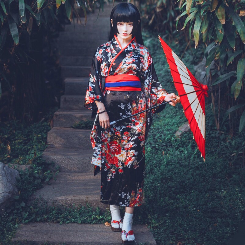 地狱少女阎魔爱cos古风日本和服女装动漫cosplay假发木屐全套服装
