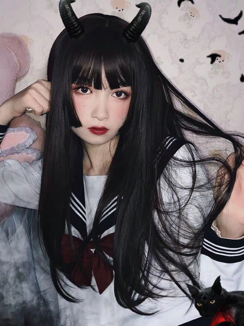 假发长直公主发式姬发洛丽塔花头扣梨发内刘海整顶假发