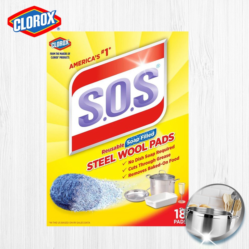 美国进口 clorox 高乐氏钢丝球厨房去污刷轮胎浴室浴缸清洁18个装 - 图1
