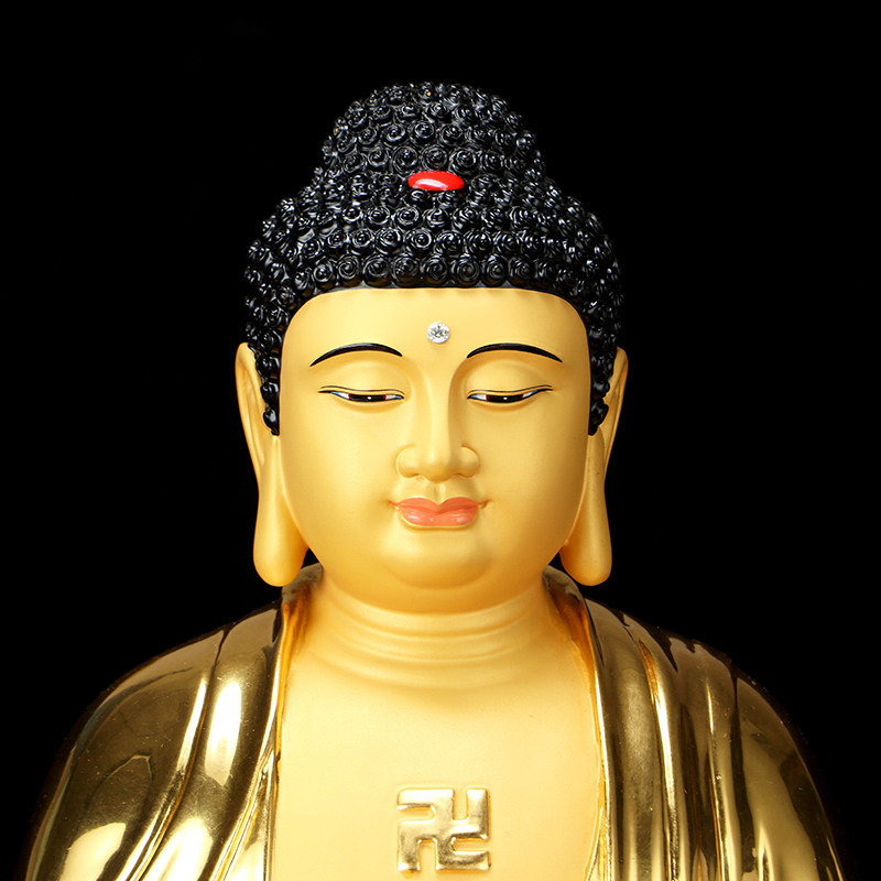 佛像摆件秦歌台湾纯铜贴金释迦牟尼神像供奉阿弥陀佛摆件
