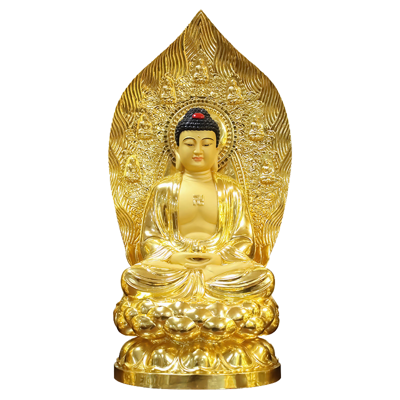 秦歌圣地摩尼释迦王释迦三圣台湾娑婆供奉家用摆件