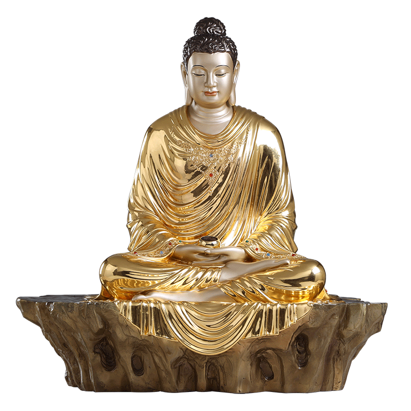 纯铜释迦牟尼佛像悟道佛掐珐琅贴金如来如来佛佛祖摆件