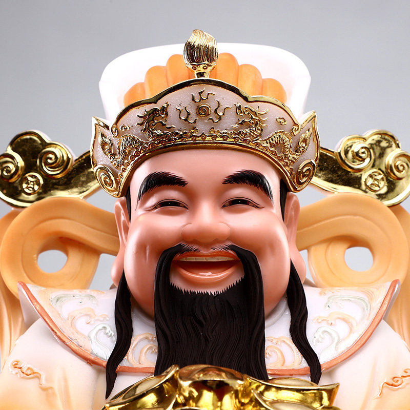 秦歌汉白玉财神像摆件供奉财神爷佛像店铺铺开摆件