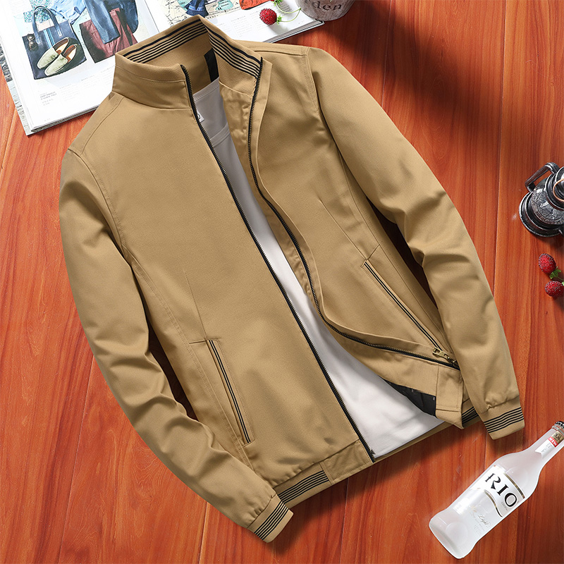 2021新款宽松春秋季休闲纯棉中老年夹克男爸爸装父亲外套男士衣服