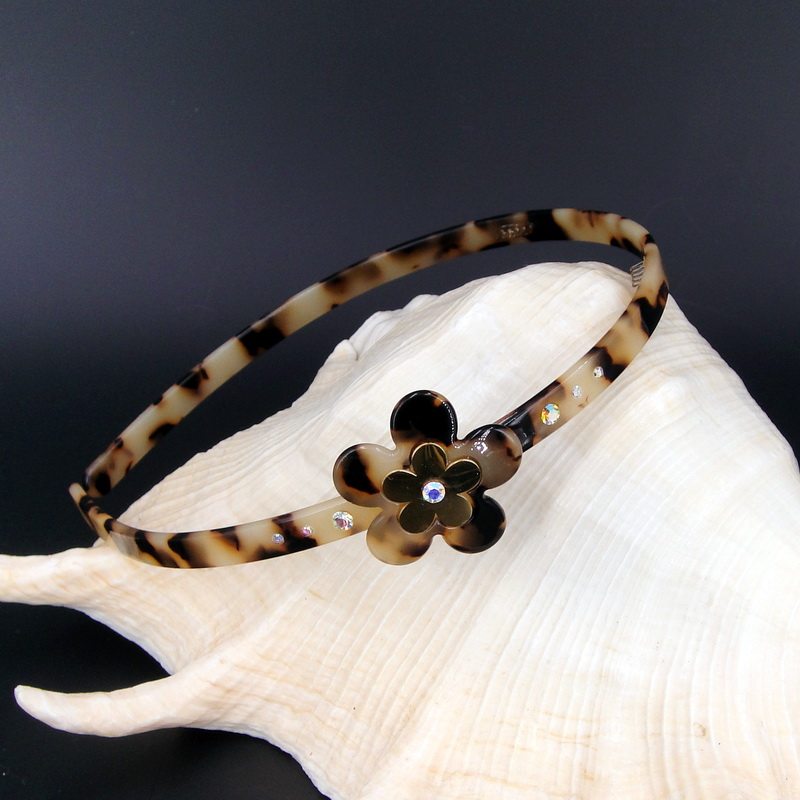 法国醋酸玳瑁花朵发箍复古宫廷亚历山大同款压发饰