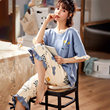 Pajamas Female Summer Short -sleeved Cotton Summer 2022 new thin large size nightdress summer women's home clothing suit Pajamas Female Summer Short -sleeved Cotton Summer 2022 new thin large size nightdress summer women's home clothing suit