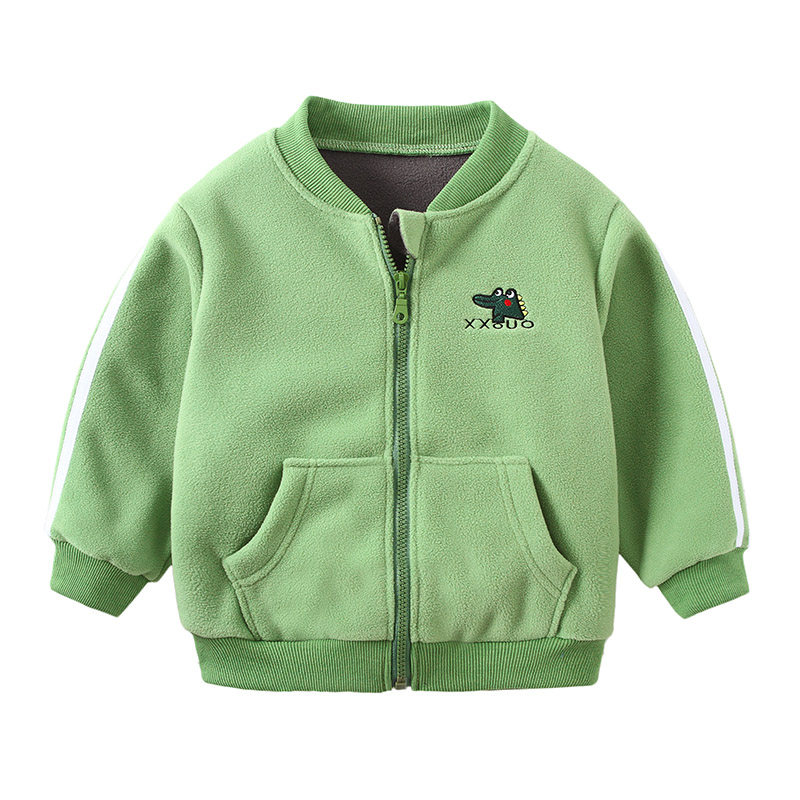 男童摇粒绒外套春秋秋季童装儿童卡通立领夹克衫普通外套