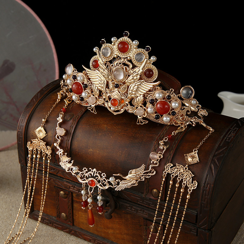 司司原创古风流苏新娘汉服古装发冠发饰凤冠发饰