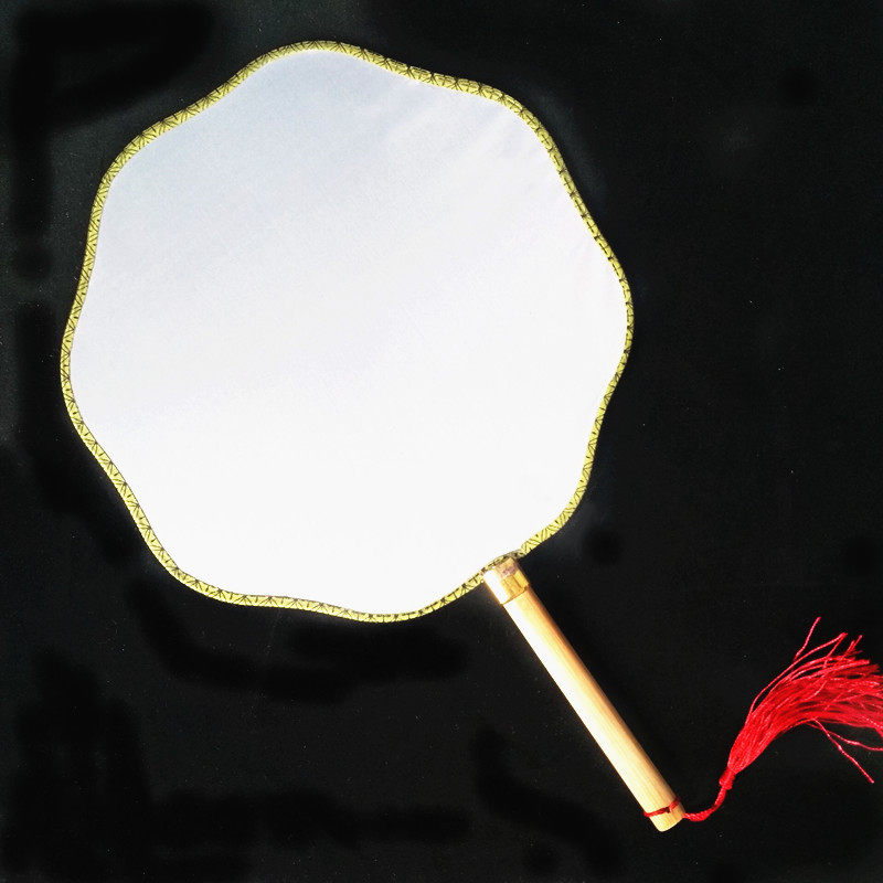 团扇国画手工夏手工diy涂鸦宣纸书法空白方形扇子