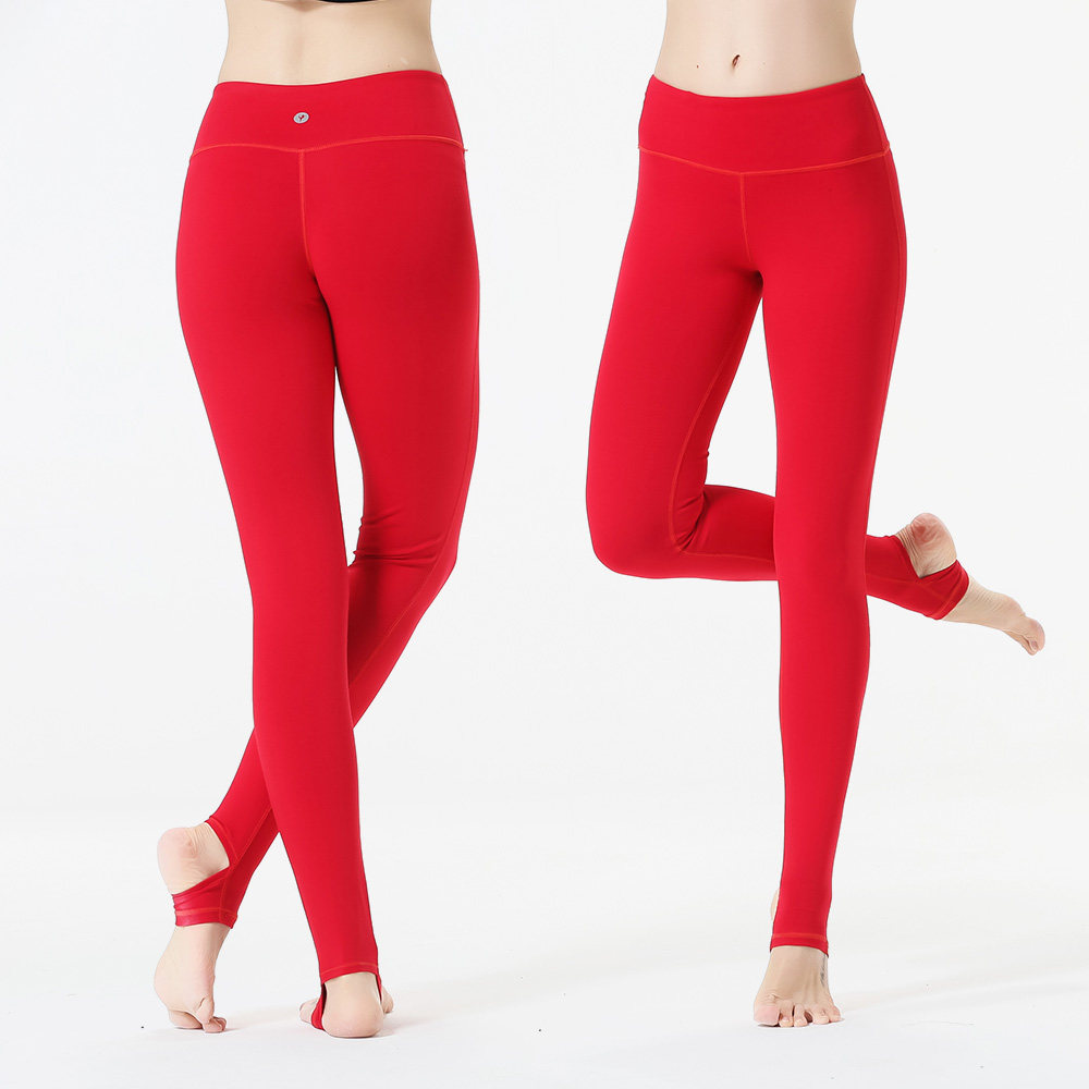 lulu红色瑜伽裤女紧身吸湿踩脚运动跑步高弹速瑜伽长裤
