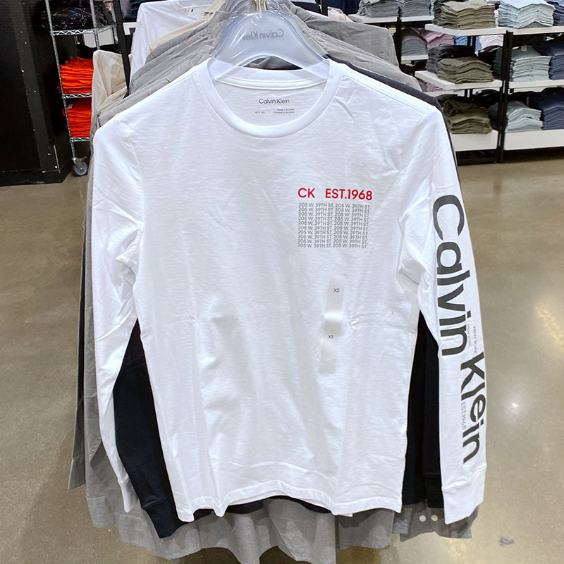 CK Calvin Klein 美国 男士纯棉签名字母大标logo休闲圆领长袖T恤