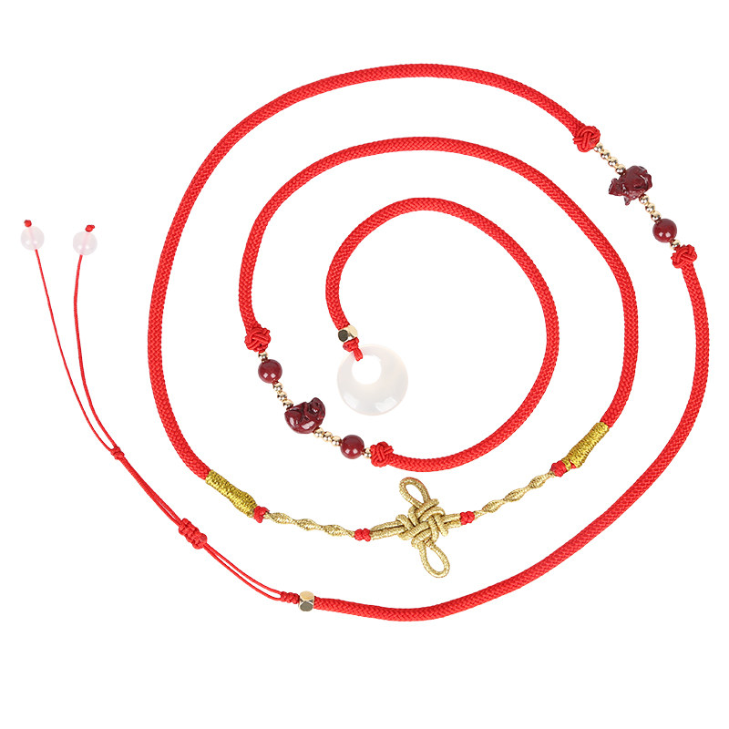 开光2021牛年安岁红绳腰链六合朱砂绳