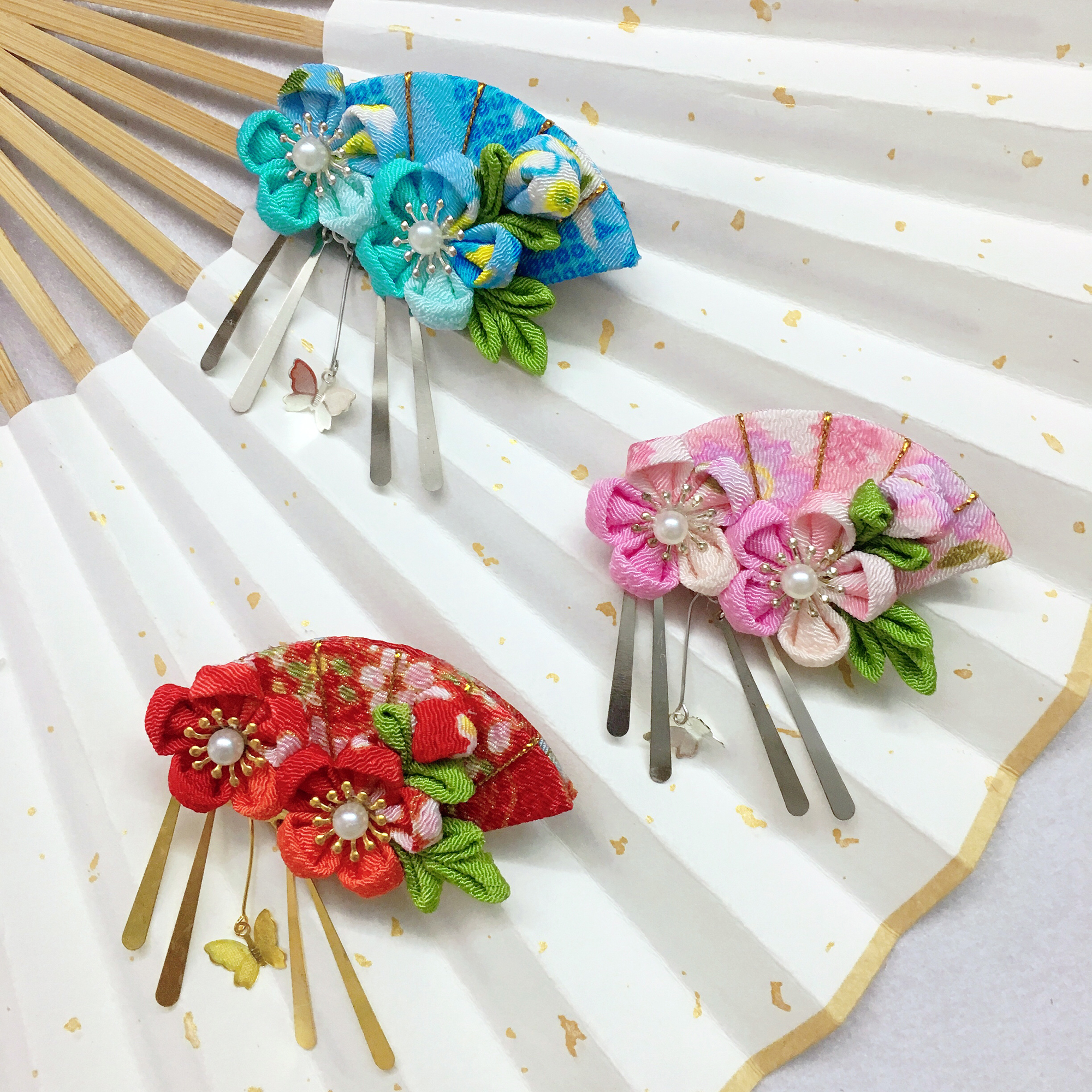 26组花色日系头饰细工花簪和风绉布发饰发夹发饰